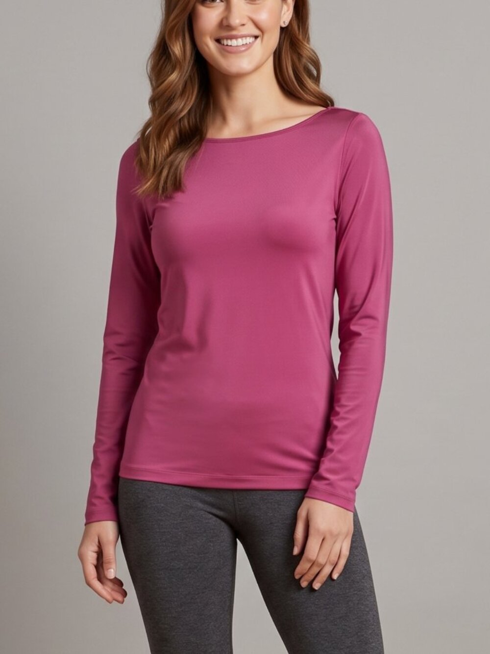NWOT Pink Athletic Long Sleeve Boatneck Workout Top Medium